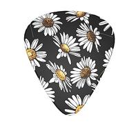 Yifhdes Celluloid Guitar Picks 12 Pack with Box includes Thin, Medium, Heavy Picks, for Acoustic Guitar Electric Guitar Ukulele (floral chamomile or daisy flowers black)