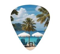Yifhdes Chairs Beside The Blue Sea Sky Printed Guitar Picks,12 Pack Premium Guitar Picks 3 Different Thickness with Storage Box,0.5/0.7/1 mm