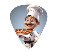 Yifhdes Chef Pizza Printed Guitar Picks,12 Pack Premium Guitar Picks 3 Different Thickness with Storage Box,0.5/0.7/1 mm