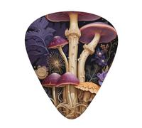 Yifhdes Chrysm 12 Pcs Black Background Mushroom Guitar Picks Set For Folk,Acoustic,Bass Guitar,Electric,Banjo Or Ukulele.Solo,Riff,Gifts