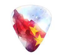 Yifhdes Chrysm 12 Pcs Red Star Flag Guitar Picks Set For Folk,Acoustic,Bass Guitar,Electric,Banjo Or Ukulele.Solo,Riff,Gifts