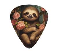 Yifhdes Chrysm 12 Pcs Sloth Surrounded By Roses Guitar Picks Set For Folk,Acoustic,Bass Guitar,Electric,Banjo Or Ukulele.Solo,Riff,Gifts