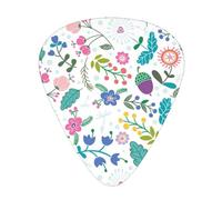Yifhdes Colored Doodle Flowers Print Guitar Pick Thin Medium Heavy Gauges For Acoustic Guitar,Electric Guitar,Bass Guitar,12 Pack