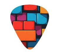 Yifhdes Colorful Brick Wall Printed Guitar Picks,12 Pack Premium Guitar Picks 3 Different Thickness with Storage Box,0.5/0.7/1 mm