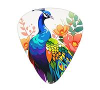 Yifhdes Colorful Peacock Printed Guitar Picks,12 Pack Premium Guitar Picks 3 Different Thickness with Storage Box,0.5/0.7/1 mm