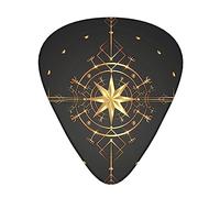 Yifhdes Cool Guitar pick Classic Guitar Picks Unique Guitar Picks for Bass Electric Guitar Acoustic Guitar Lovers guitarists gift (ancient viking vegvisir art wind rose magic navigation Gold Compass)
