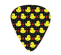 Yifhdes Cool Plastic Guitar Picks Compatible with Black Red Love Hearts Polka Dots Yellow Rubber Ducks Sampler Pack, Light Guitar Pick Gift for Acoustic Guitar, Anti Scratch Unique Guitar Pick