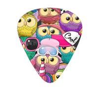Yifhdes Cute Celluloid Guitar Pick Compatible with Cute Cartoon Owls, Light Guitar Pick Sampler Pack Gift for Electric & Acoustic Guitars Anti Scratch Unique Guitar Pick with Box Holder