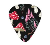 Yifhdes Cute Celluloid Guitar Pick Compatible with Red Mushrooms, Light Guitar Pick Sampler Pack Gift for Electric & Acoustic Guitars Anti Scratch Unique Guitar Pick with Box Holder