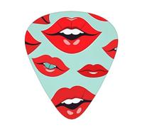 Yifhdes Cute Graphic Red Lips Printed Guitar Picks,12 Pack Premium Guitar Picks 3 Different Thickness with Storage Box,0.5/0.7/1 mm