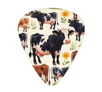 Yifhdes Cute Little Cow Calf Pattern Printed Guitar Picks,12 Pack Premium Guitar Picks 3 Different Thickness with Storage Box,0.5/0.7/1 mm