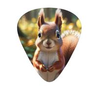Yifhdes Cute Squirrel Printed Guitar Picks,12 Pack Premium Guitar Picks 3 Different Thickness with Storage Box,0.5/0.7/1 mm