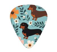 Yifhdes Dachshund Floral Printed Guitar Picks,12 Pack Premium Guitar Picks 3 Different Thickness with Storage Box,0.5/0.7/1 mm