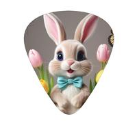 Yifhdes Easter Bunny with Eggs and Spring Butterfly Printed Guitar Picks,12 Pack Premium Guitar Picks 3 Different Thickness with Storage Box,0.5/0.7/1 mm