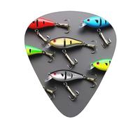 Yifhdes Fishing Lure Style Printed Guitar Picks,12 Pack Premium Guitar Picks 3 Different Thickness with Storage Box,0.5/0.7/1 mm
