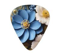 Yifhdes Floral blue Printed Guitar Picks,12 Pack Premium Guitar Picks 3 Different Thickness with Storage Box,0.5/0.7/1 mm