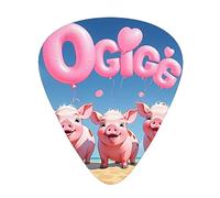 Yifhdes Funny 3D Piggies Printed Guitar Picks,12 Pack Premium Guitar Picks 3 Different Thickness with Storage Box,0.5/0.7/1 mm