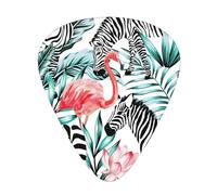Yifhdes Guitar Pick 12 Pcs Sampler Pack with Box Holder Plastic Soft Guitar Picks Compatible with Exotic Pink Flamingo Zebra Hawaii Tropic Palm Leaf Floral Print, Cool Ukulele Guitar Bass Guitar Picks