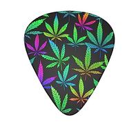 Yifhdes Guitar Picks 3 Different Thickness trippy neon weedleaf leaves Celluloid Guitar Pick Plectrums For Bass, Electric, Acoustic Guitars Includes 0.46mm, 0.71mm, 0.96mm