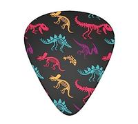 Yifhdes Guitar Picks Dinosaurs skeletons colorful print Pack Celluloid 12 Pcs Plectrums for Gift Acoustic Guitar, Bass and Electric Guitar (Thin/Medium/Heavy)
