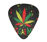 Yifhdes Guitar Picks rasta flag weedleaf reggae music Pack Celluloid 12 Pcs Plectrums for Gift Acoustic Guitar, Bass and Electric Guitar (Thin/Medium/Heavy)