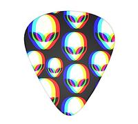 Yifhdes Guitar Picks trippy aliens pattern Pack Celluloid 12 Pcs Plectrums for Gift Acoustic Guitar, Bass and Electric Guitar (Thin/Medium/Heavy)