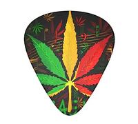 Yifhdes Guitar Picks, Ukulele Picks rasta flag weedleaf leaves reggae music Guitar Picks 0.46mm/0.71mm/0.96mm Guitar Plectrums 12 Pack for Bass, Acoustic & Electric Guitars
