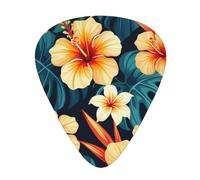 Yifhdes Hawaiian Tropical Leaves Flowers Printed Guitar Picks,12 Pack Premium Guitar Picks 3 Different Thickness with Storage Box,0.5/0.7/1 mm
