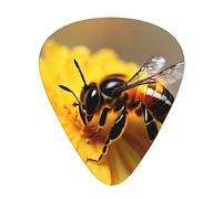 Yifhdes Honey Bee And Flower Print Guitar Pick Thin Medium Heavy Gauges For Acoustic Guitar,Electric Guitar,Bass Guitar,12 Pack