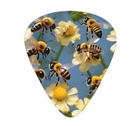 Yifhdes Honey Bees Flowers Print Guitar Pick Thin Medium Heavy Gauges For Acoustic Guitar,Electric Guitar,Bass Guitar,12 Pack