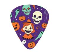 Yifhdes Horror pattern on purple background Printed Guitar Picks,12 Pack Premium Guitar Picks 3 Different Thickness with Storage Box,0.5/0.7/1 mm