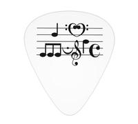 Yifhdes I Love Music In Musical Symbols Guitar Picks 12 Pcs For Guitar Electric Acoustic Guitar Mandolin Bass 3 Thickness Plectrums 0.46mm/0.71mm/0.96mm For Guitar Players