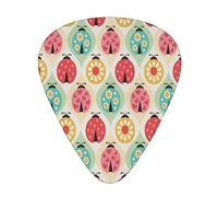 Yifhdes Ladybugs Cartoon Pattern Print Guitar Pick Thin Medium Heavy Gauges For Acoustic Guitar,Electric Guitar,Bass Guitar,12 Pack
