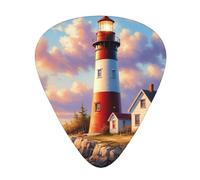 Yifhdes Lighthouse Diamond Painting Printed Guitar Picks,12 Pack Premium Guitar Picks 3 Different Thickness with Storage Box,0.5/0.7/1 mm