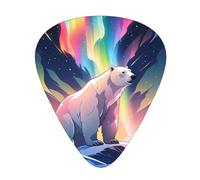 Yifhdes Northern Lights Polar Bear Printed Guitar Picks,12 Pack Premium Guitar Picks 3 Different Thickness with Storage Box,0.5/0.7/1 mm