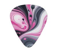 Yifhdes Pink Abstract Ink Marble Gray Artistic Printed Guitar Picks,12 Pack Premium Guitar Picks 3 Different Thickness with Storage Box,0.5/0.7/1 mm
