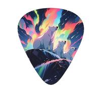 Yifhdes Polar Bears Northern Lights Printed Guitar Picks,12 Pack Premium Guitar Picks 3 Different Thickness with Storage Box,0.5/0.7/1 mm