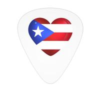 Yifhdes Puerto Rico Large Heart Flag Guitar Picks 12 Pcs For Guitar Electric Acoustic Guitar Mandolin Bass 3 Thickness Plectrums 0.46mm/0.71mm/0.96mm For Guitar Players