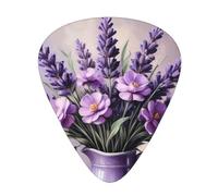 Yifhdes Purple Flowers Lavender Printed Guitar Picks,12 Pack Premium Guitar Picks 3 Different Thickness with Storage Box,0.5/0.7/1 mm