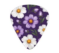 Yifhdes purple white Floral Printed Guitar Picks,12 Pack Premium Guitar Picks 3 Different Thickness with Storage Box,0.5/0.7/1 mm