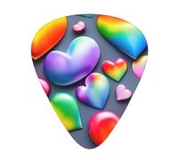 Yifhdes Rainbow-Colored Love Hearts Print Guitar Pick Thin Medium Heavy Gauges For Acoustic Guitar,Electric Guitar,Bass Guitar,12 Pack