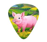 Yifhdes Rape flower pig Printed Guitar Picks,12 Pack Premium Guitar Picks 3 Different Thickness with Storage Box,0.5/0.7/1 mm