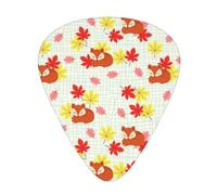 Yifhdes Smooth Celluloid Guitar Pick 3D Printed Guitar Pick Compatible with Fall Maple Leaves Autumn Foxes, Soft Sampler Pack Guitar Picks Gift for Acoustic Guitar with Box Holder
