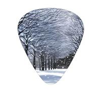 Yifhdes Snow Falling In The Park Print Guitar Pick Thin Medium Heavy Gauges For Acoustic Guitar,Electric Guitar,Bass Guitar,12 Pack