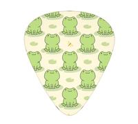 Yifhdes Soft Compatible with Green Frog Animal Cute Frogs Guitar Picks with Box Holder Gift for Ukulele Guitar Bass Smooth 3D Printed Guitar Picks Cute Plastic Guitar Pick Sampler Pack