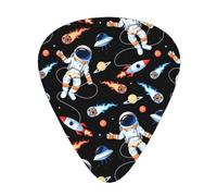 Yifhdes Soft Compatible with Space Planet Astronaut Rocket Guitar Picks with Box Holder Gift for Ukulele Guitar Bass Smooth 3D Printed Guitar Picks Cute Plastic Guitar Pick Sampler Pack