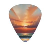 Yifhdes Sunset Ocean Beach Printed Guitar Picks,12 Pack Premium Guitar Picks 3 Different Thickness with Storage Box,0.5/0.7/1 mm
