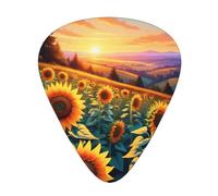Yifhdes Sunset Sunflower Printed Guitar Picks,12 Pack Premium Guitar Picks 3 Different Thickness with Storage Box,0.5/0.7/1 mm