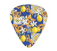 Yifhdes Thin Medium Heavy Light Guitar Pick Compatible with Blue Watercolor Lemon Tree Leaf Flowers Floral, 12 Pcs Guitar Picks with Storage Box Case, Celluloid Stylish Ukulele Guitar Bass Guitar Pick