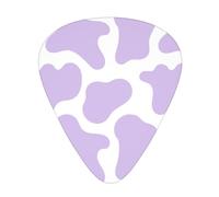 Yifhdes Thin Medium Heavy Light Guitar Pick Compatible with Cow Print Purple, 12 Pcs Guitar Picks with Storage Box Case, Celluloid Stylish Ukulele Guitar Bass Guitar Pick Gift for Men Women